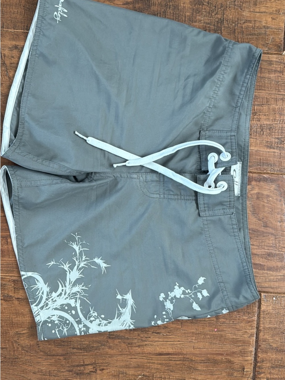 Oakley Gray women’sHybrid Swim Shorts with White Drawstring